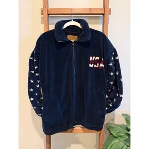 Vintage Bear Ridge Outfitters USA American Flag Stars full-zip fleece jacket